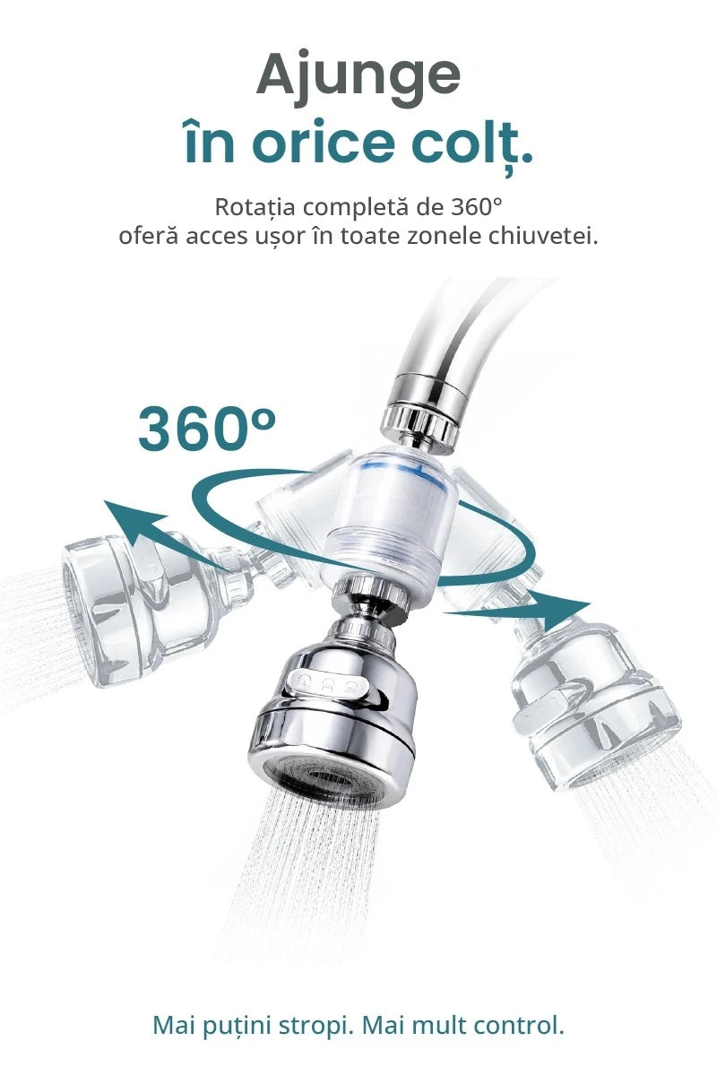 Extensia pentru robinet Ferani MultiJet cu rotire la 360° pentru o acoperire completă