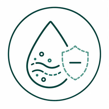 Icon care ilustrează reducerea efectului pietrelor minerale asupra apei în capurile de duș Ferani