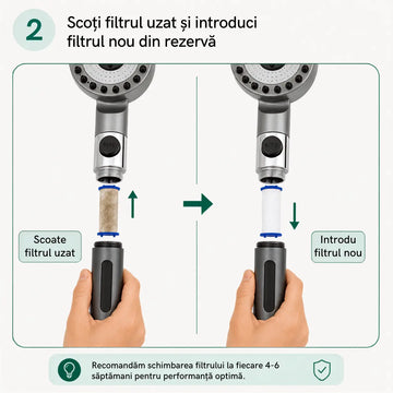 Înlocuirea filtrului uzat cu un filtru nou în capul de duș Ferani Spa